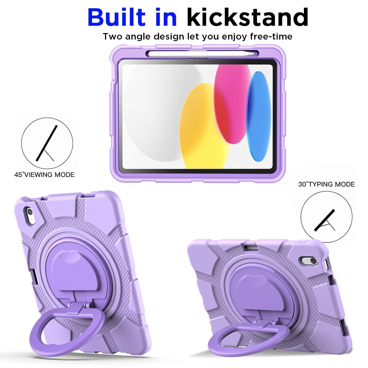 AICase For Apple iPad (A16) Case/iPad 11th Generation 11 Inch (2025) Shockproof Rugged Cover With 360 Rotating Stand Built-in Pencil Holder come with a Screen Protector