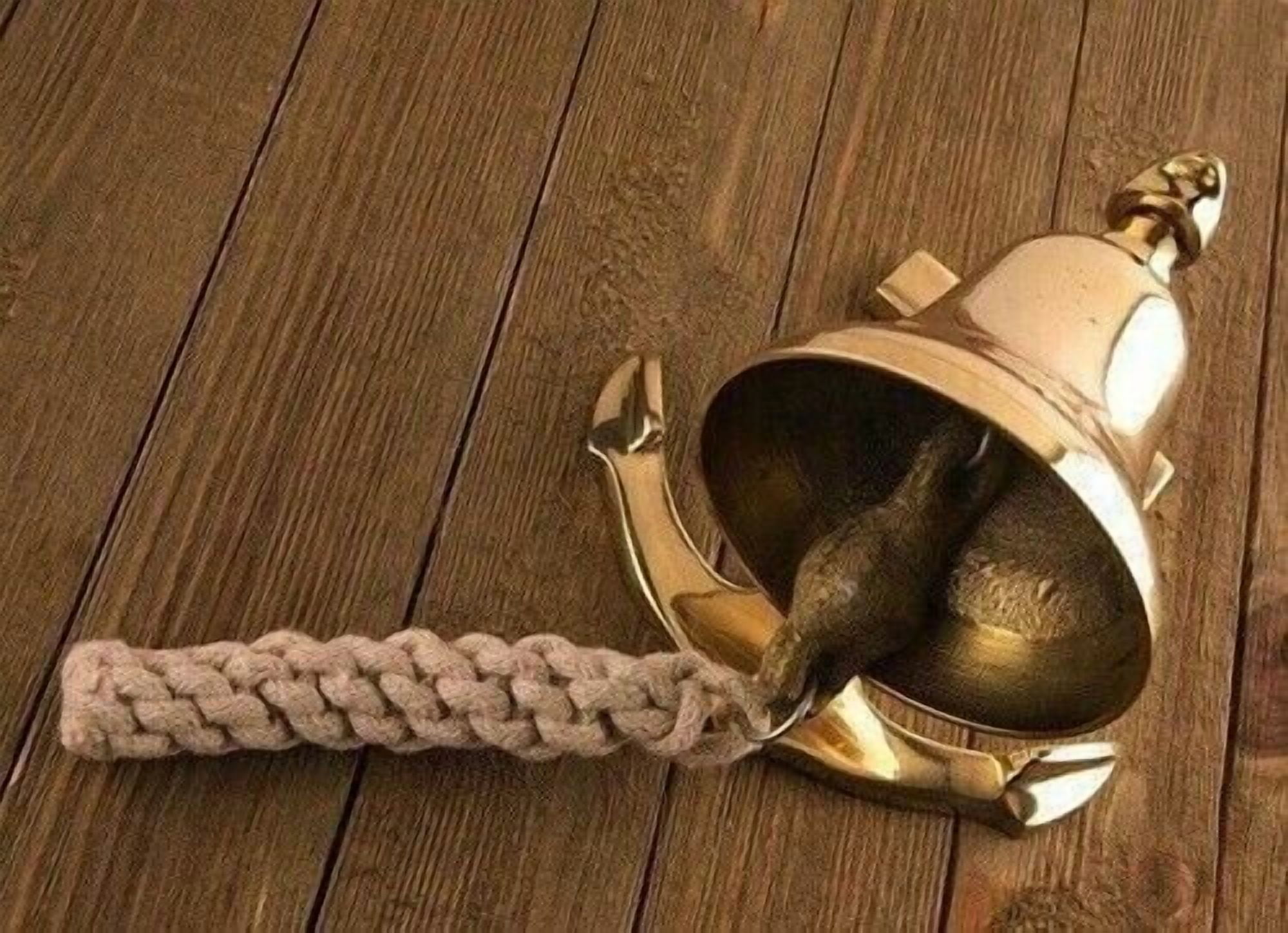 Brass Anchor Ship Bell Rope Nautical Maritime Wall & Door Decor Christmas Bell