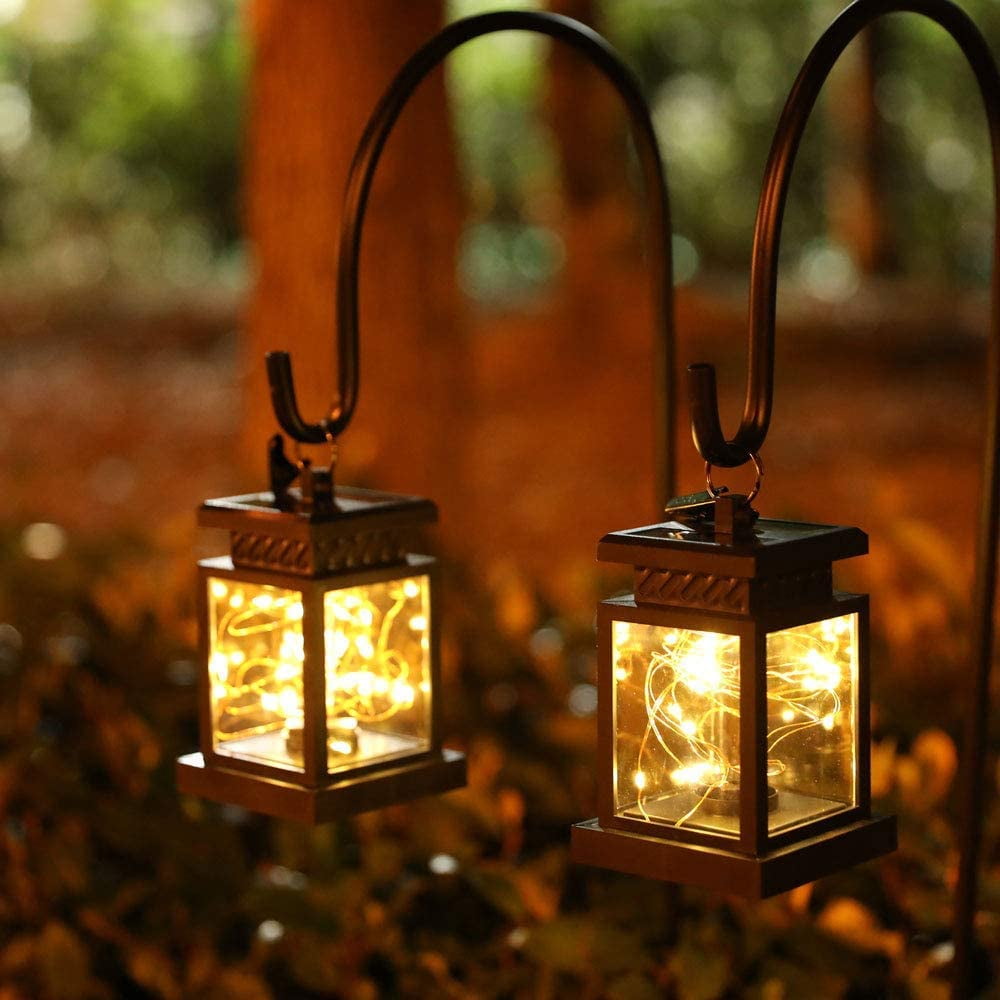 DESIGN Lot de 2 Lanternes Solaires Decoration Exterieures Jardin 33cm