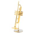 thumbnail image 3 of Réplica de trompeta en miniatura con soporte y estuche. Modelo de instrumento chapado en oro. Adornos musicales., 3 of 12