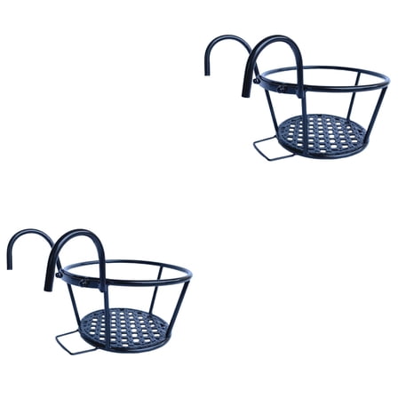 Set of 2 Planter with Stand Pot Rack Pots for Indoor Plants Shelf Black