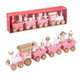 thumbnail image 3 of 4-section Train Toy Christmas Theme Wooden Train Desktop Mini Train, 3 of 10