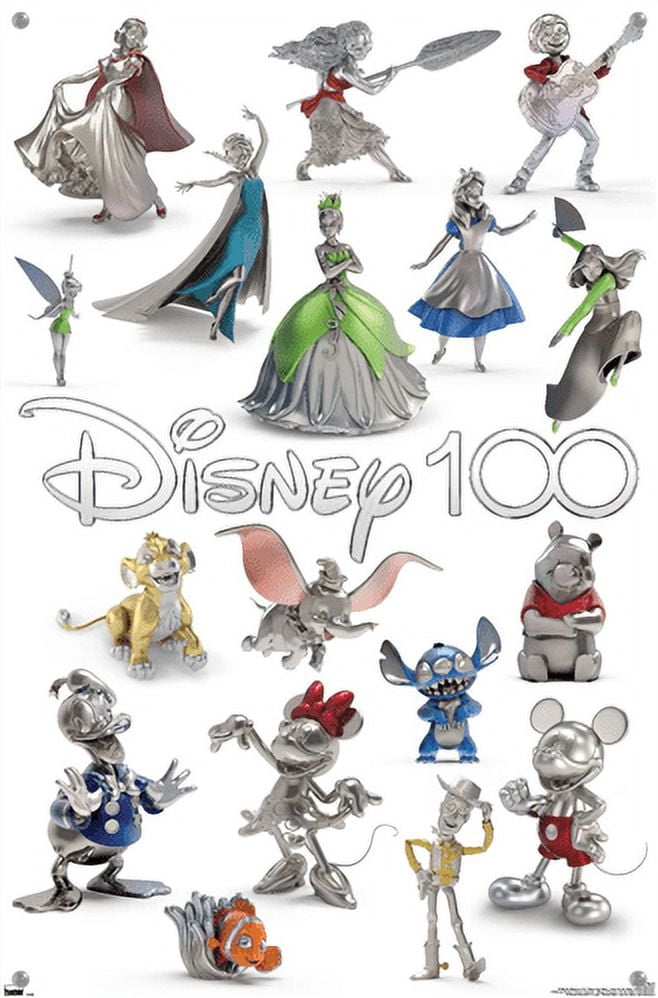 Disney 100th Anniversary - Platinum Wall Poster with Push Pins, 14.725" x 22.375"