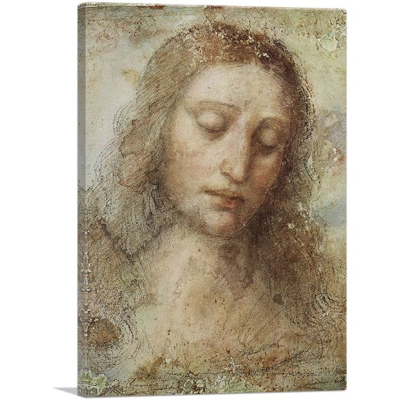 ARTCANVAS Head Of Christ 1495 Canvas Art Print by Leonardo da Vinci - Size: 18" x 12" (1.50" Deep)