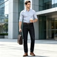 thumbnail image 5 of DENTOYOU Men's Regular Straight Fit Jean Pants Comfort Flex Waist Denim Jeans Black 34, 5 of 7