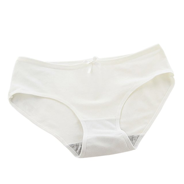 Ropa interior de mujer Minnieouse Calzoncillos de algodón transpirable Color sólido Bragas de cintura media sin costuras Blanco METRO
