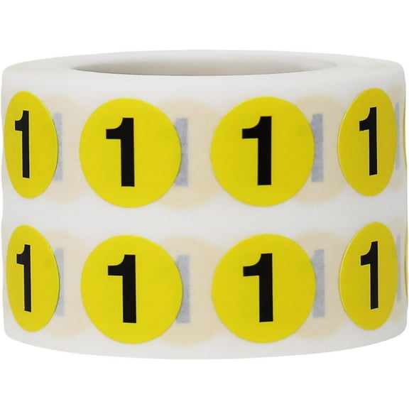 Number 1 Yellow & Black School, Retail, Inventory Sticker Labels | 1/2 inch - 1,000 Pack | InStockLabels.com