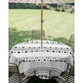 thumbnail image 3 of Outdoor Tablecloth with Umbrella Hole Zipper White Boho Geometric Round Tablecloth 60" Waterproof Outside Table Cloth Abstract Art Dots Striped Patio Table Cover Tablecloths for Picnic Party, 3 of 8