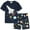 Navy Blue, variant on FEDPOP Baby Boys Toddler Pajamas Pyjamas Cotton Rocket Truck Printed Short Sleeve Sleepwear 4T
