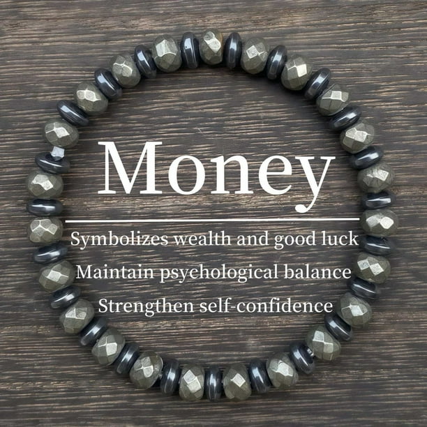 Positivo para la suerte unisex de latón y Ironstone elástico de cuentas pulsera para hombres mujeres desgaste diario estilo boho