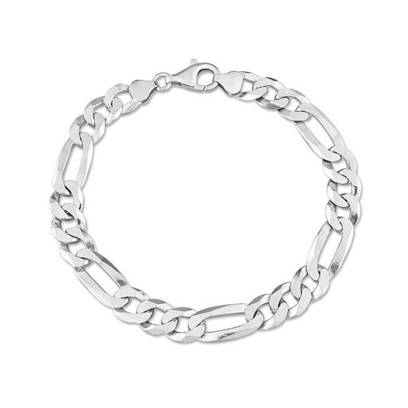 Bracelet à Chaîne Figaro Plat pour Hommes en Argent Sterling (9,00 Pouces)