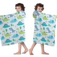 thumbnail image 4 of LightBlue Cartoon Dinosaurs Trees Pattern Hooded Bath Towel，50"x30" for Ages 3 To 12 Kids, Quick Dry Lightweight Soft Microfiber Hood Beach Towel Cover Up for Kids, 4 of 7