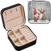 Hotbar Christmas Gnome Travel Jewelry Case,Portable Small Jewelry Box, Necklace Earrings Travel Jewelry PU Leather Box,Christmas Gift for Women Girl