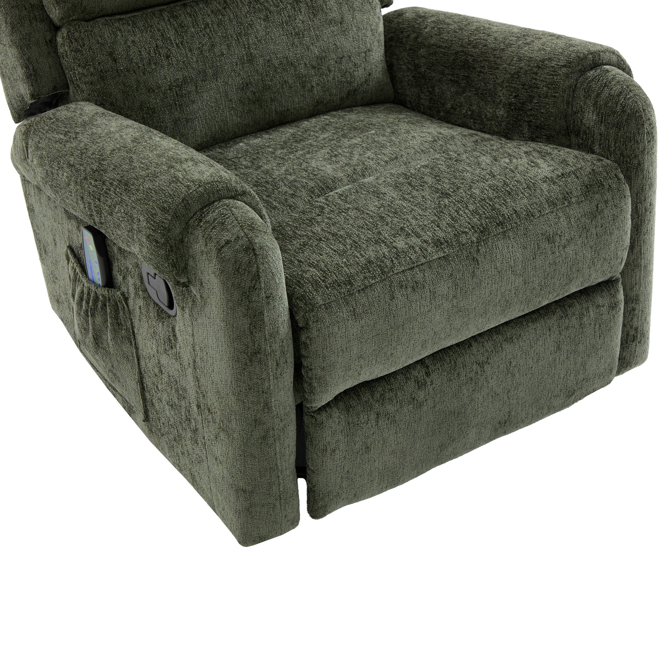 Christopher Knight Home Manual Recliner Chair with Massage, Swivel Rocker, Side Storage Pocket, Green