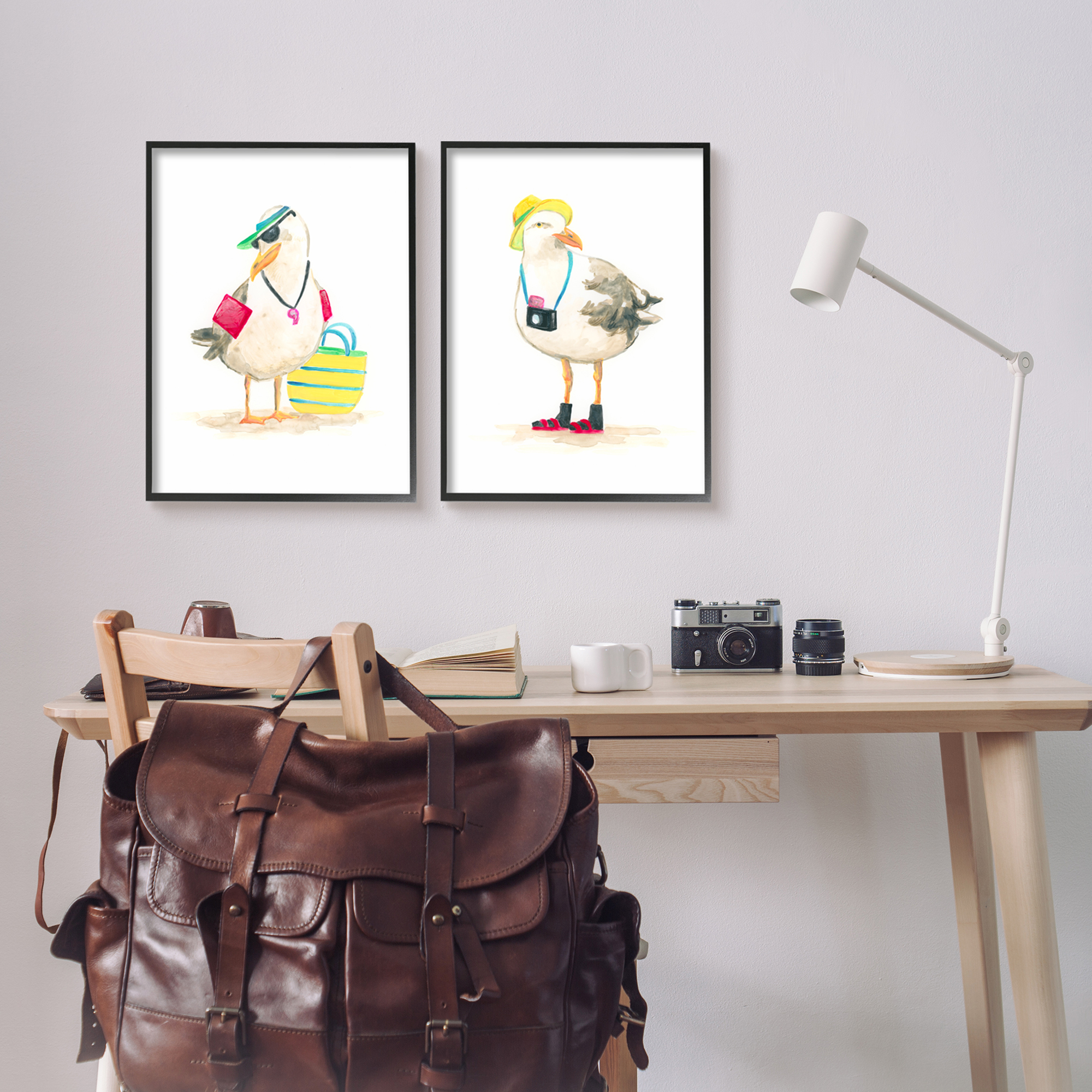 Stupell Industries Sea Bird Tourists Animals & Insects Painting Black Framed Art Print Wall Art, 16 x 20