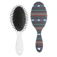 thumbnail image 2 of Natural Pattern Detangling Hair Brush, Floral Bohemian Wooden Handle Paddle Comb, Ideal for Daily Hair Brushing, 2 of 8