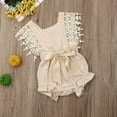 thumbnail image 5 of Qiylii Infant New Born Girls Sleeveless Romper with Ruffled Sleeves Big Bow, 5 of 9