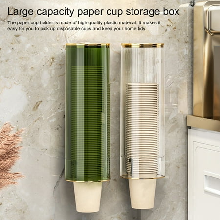

SUSUchens Paper Cup Holder Storage Rack Large Capacity Easy to Install Wall Mounted Disposable Paper Cup Holder Dispenser Green