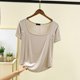 thumbnail image 4 of Camiseta de Manga Corta Mujeres Moda de Verano Yoga Casual Cuello Cuadrado Delantero Hombro Recto Cuello Redondo Superior, 4 of 4