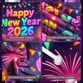 thumbnail image 3 of Colorful Happy New Year Banner Neon  New Year 2026 Display Firework Design Star Pattern NYE Backdrop for New Year Party NYE Celebration Holiday Gathering, 3 of 8