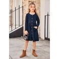 thumbnail image 6 of Arshiner Girls Winter Dress Long Sleeve Fall Formal Button Down Dresses, 6 of 9