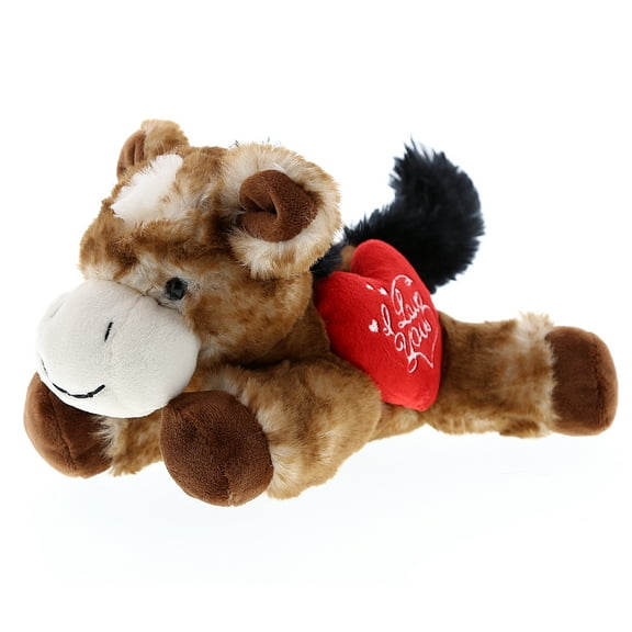 DolliBu I Love You Heart Lying Brown Donkey Plush - 9 inches