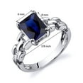 thumbnail image 3 of PEORA Created Blue Sapphire Chain Link Ring for Women 925 Sterling Silver, 2 Carats Radiant Cut 8x6mm, Size 9, 3 of 4