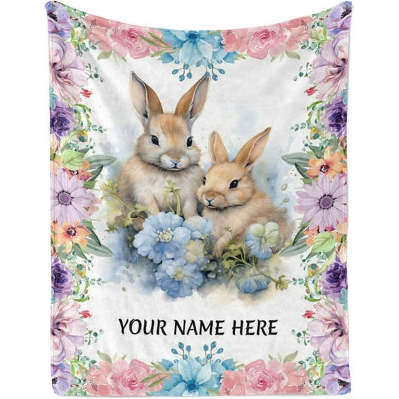 Cute Elephant Blankets and Throws, Customized Blanket with Name for Girl Women, Soft and Comfortable, 30" x 40 Inches