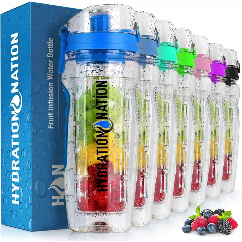 Hydration Nation Portable Water Bottle with Fruit Infuser for Healthy