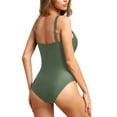 thumbnail image 2 of Jusfitsu Vintage One Piece Bathing Suit for Women Tummy Control Womens High Cut Ruched Swimsuits Bandeau Swimwear, 2 of 7