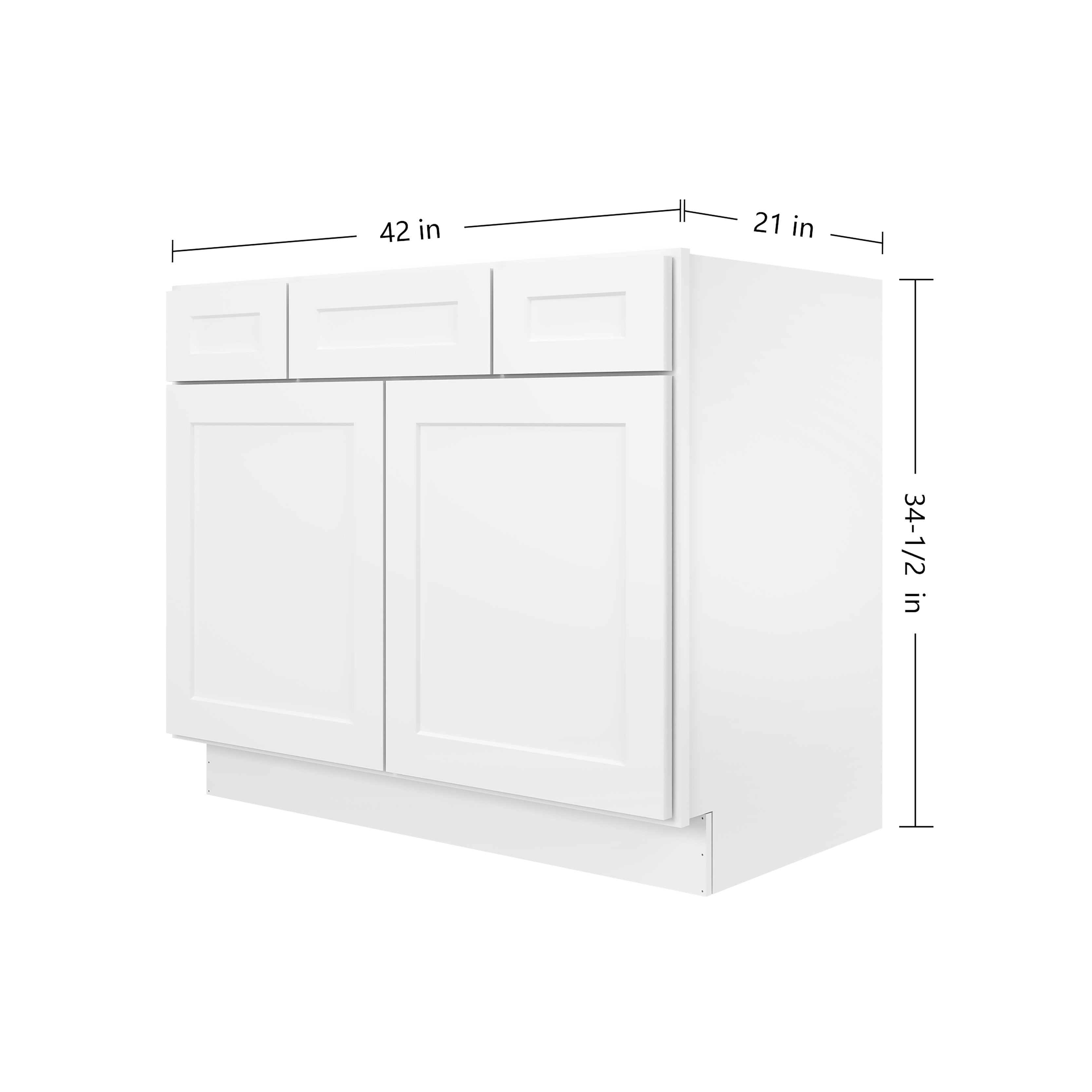 Furinno 2-Drawer Shaker Bath Vanity Cabinet without Top, Ready to Assemble, 21 D x 42 W x 34.5 H, White
