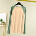 thumbnail image 3 of Aezemi Women Loose Fit Pajama Shirts Round Neck Long Sleeve Comfy Color Blocks Undershirts Lightweight Soft Casual Home Sleep Tops 3XL, 3 of 6