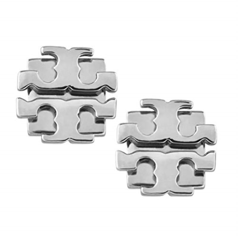 Tory Burch Small T Logo Stud Earrings, Tory Silver