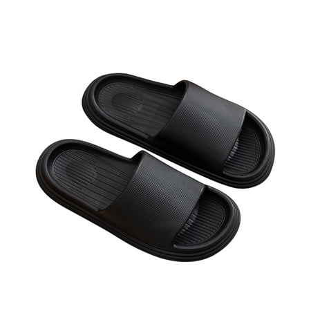 

UHUYA Mens Relax Slide Sandal Unisex Sandals Non Slip Quick Drying Shower Slides Sandals Couple Shoes Indoor Outside Ultra Cushion Thick Sole Black 42-43