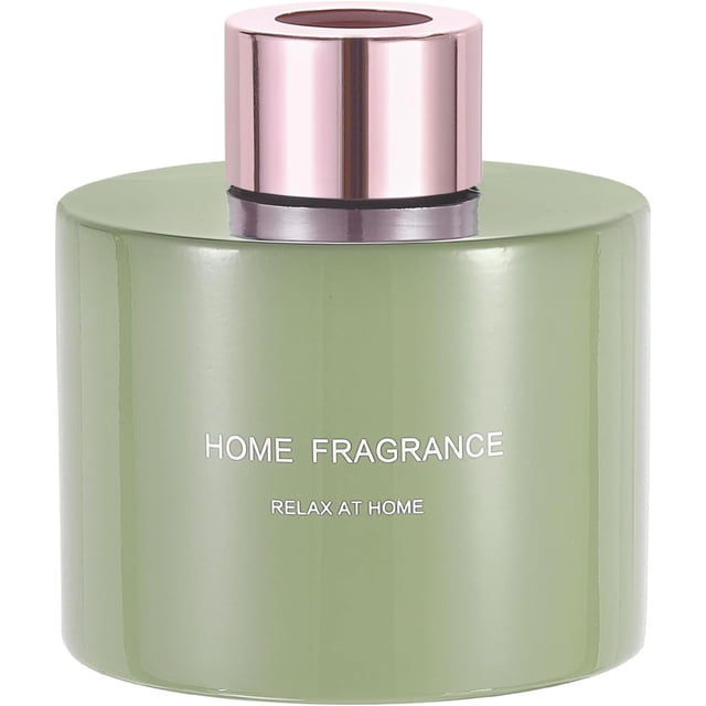 HARFINGTON Empty Glass Diffuser Bottle 140ml/4.7oz Refillable Fragrance Accessories Aromatherapy Jar Container for Replacement Reed Diffuser DIY Home Bathroom Green with Gold Tone Cap