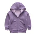 thumbnail image 2 of Veste à Capuche pour Enfants de 3 à 14 Ans Garçons Filles Couleur Unie Décontractée à Manches Longues Doublée Veste Active, 2 of 8