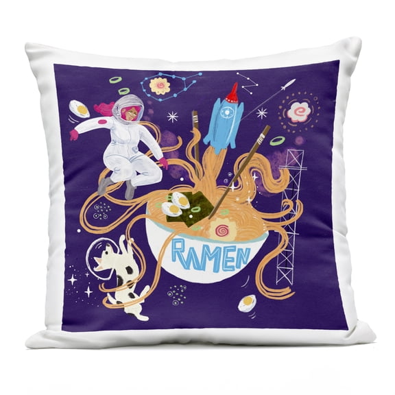 Stupell Industries Whimsical Ramen in Space Design by Juliet Rose Philips Outdoor Printed Pillow