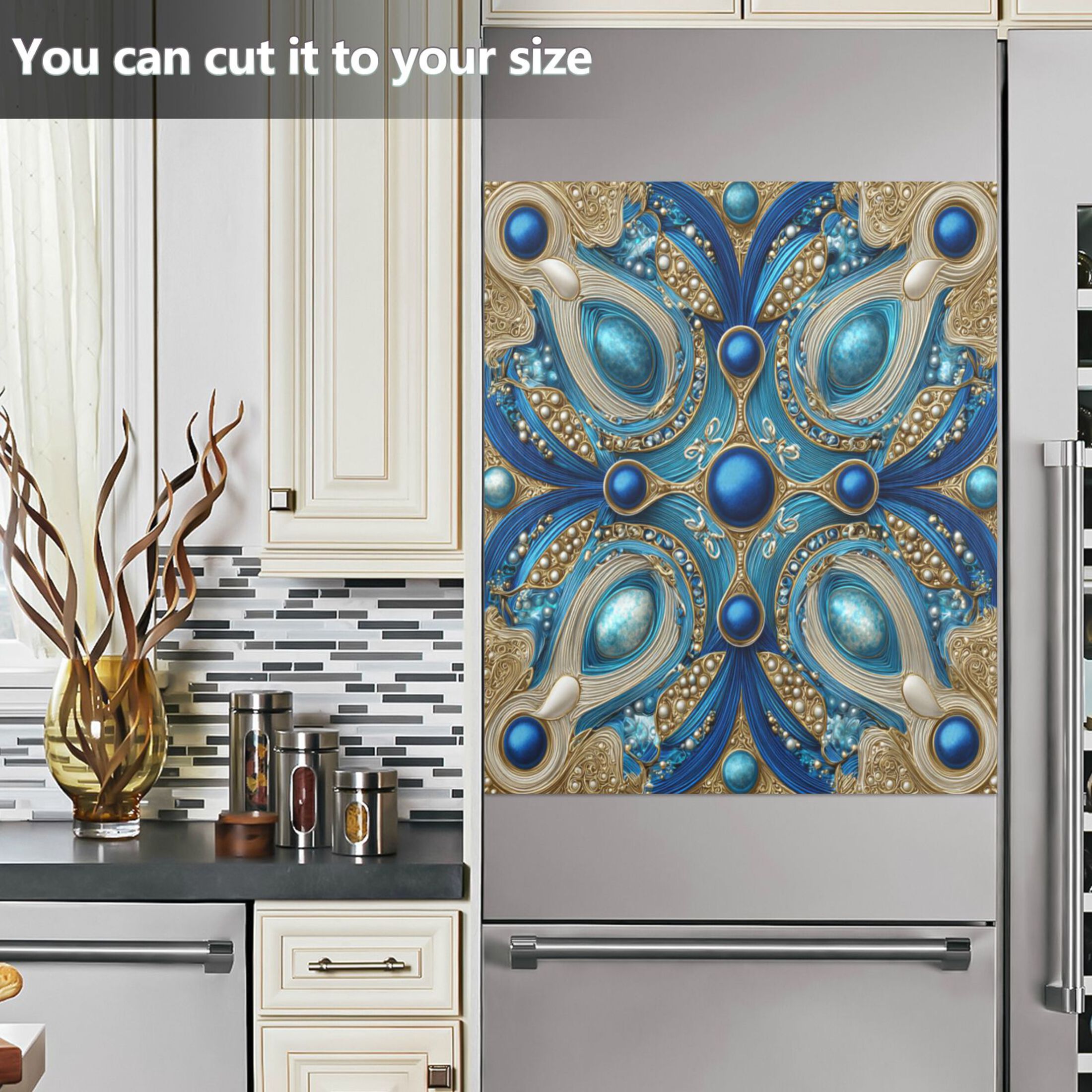 Dishwasher Magnetic Refrigerator Magnet Cover Sticker Home Decorative 23"x26" Blue Agate