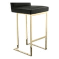 thumbnail image 6 of Pangea Home Dexter 30" Faux Leather & Polished Steel Bar Stool in Black/Gold, 6 of 6