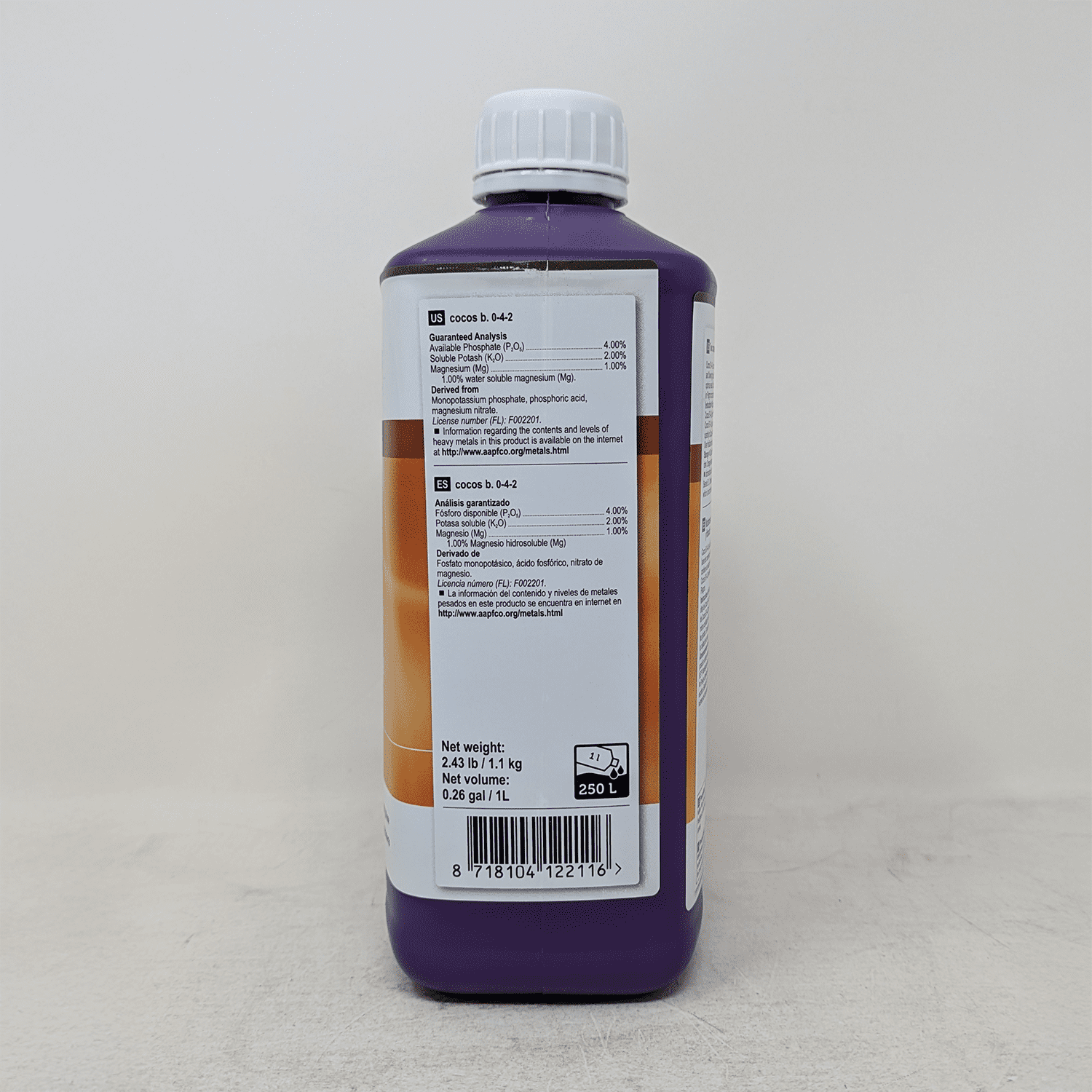 Cocos B - Part 2 of 2-Part Base Nutrient Combo for Plants Grown in Coco Coir Substrate - 1 Liter Bottle by Plagron