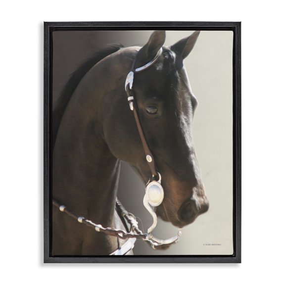 Stupell Industries Victorian Horse with Bridle Black Floating Frame Canvas Art, 17 x 21, by Kari Brooks