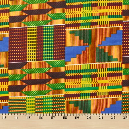 Kente African Print Fabric Cotton Ankara 44/45 Inches Sold By The Yard (19006-3)