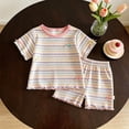 thumbnail image 4 of Yuncity Pajamas For Girls Summer Crew Neck 2 Piece Outfit Cute Bow Knot Graphic Short Sleeve Top With Shorts Pajama Set Sleepwear Size 7-8 Years, 4 of 4