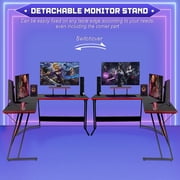L Shaped Gaming Desk Corner Computer Desk, Home Office Desks Writing Workstation with Large Monitor Stand, Easy to Assemble, Black