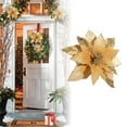 thumbnail image 2 of Glitter Poinsettias Artificial Christmas Flowers Large Xmas Tree Ornaments for Wreath New Year Party Wedding Decorations,Gold, 2 of 5