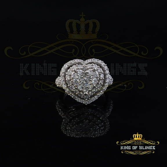 King of Bling's 925 Sterling White Silver 5.50ct Cubic Zirconia Promise Heart Womens Ring Size 8