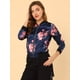 thumbnail image 4 of Dde San Patricio ChaqueDe Bombardero Floral LigeCon CremalleY Cuello Alto PaMujer Azul oscuro XL, 4 of 6