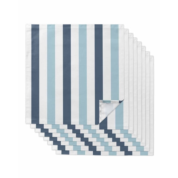 nqOlkjepod Blue Aqua Striped Cloth Napkins Set of 8 Reusable Dinner Napkins, Farmhouse Stripe Art Cocktail Napkin Washable Table Napkins for Wedding/Holiday Party/Baby Shower 20"x20"
