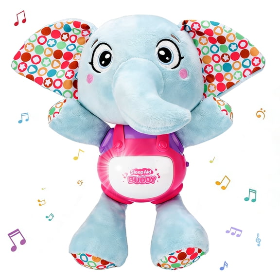 AuntyFey Plush Elephant Musical Baby Toys for Toddlers, Newborn Baby Musical Toys Gifts for Infant Babies Boys Girls