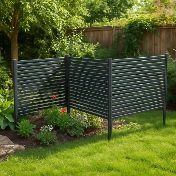 Edtara Metal Privacy Fence Panels, No-Dig 48" x 71" Set Of 2, Rustproof Decorative Outdoor Screens for Garden and Yard, Easy Install for Enclosures and Equipment Screening